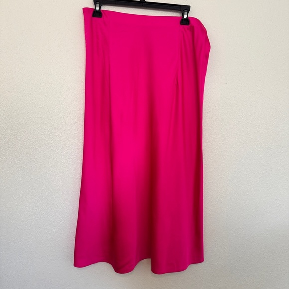 J.Crew Gwyneth Satin Slip Skirt Fuchsia Pink Size Large Midi Bias Cut - Picture 3 of 4